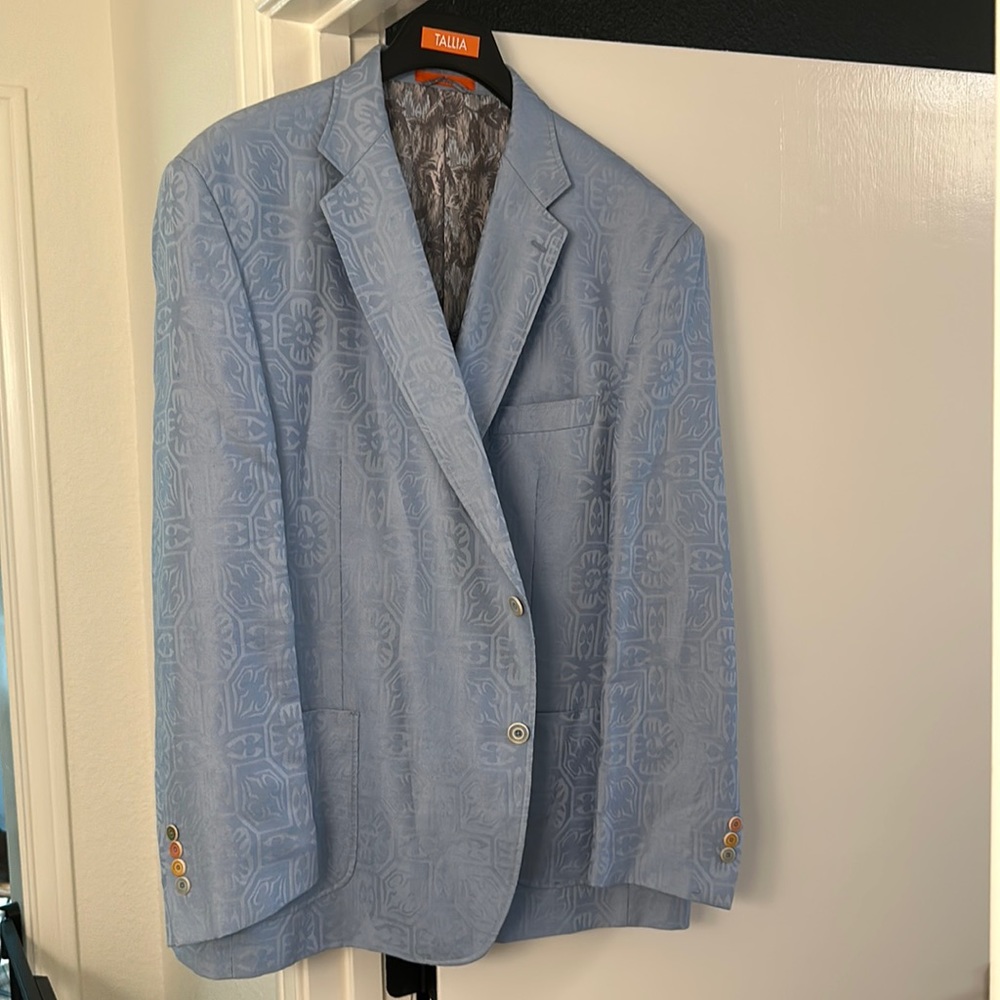 Tallia - Men’s Blazer - Light Blue Tonal Pattern - Size 54R